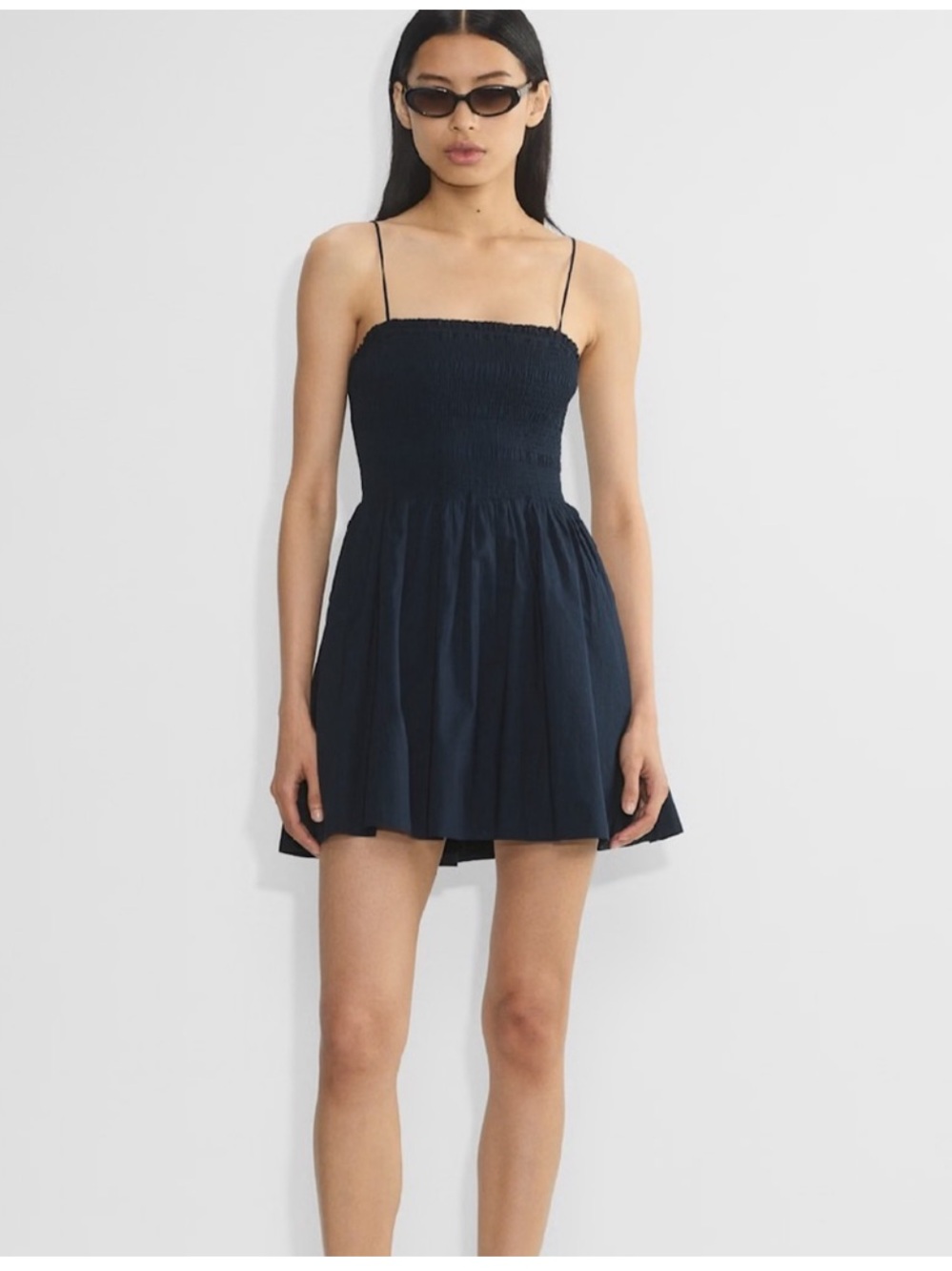 Aritzia Sunday Best Smocked Navy Mini Dress - Picture 2 of 4